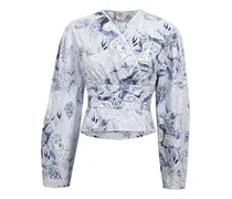 Gewickelte Bluse mit Print - Blau