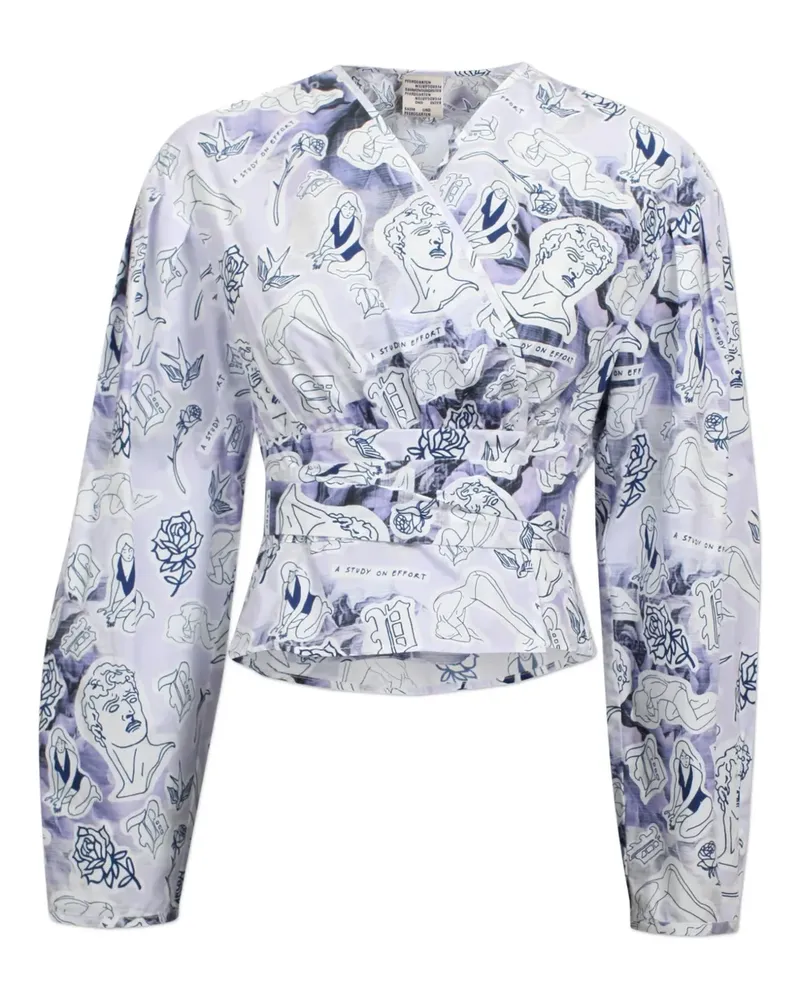 Baum und Pferdgarten Gewickelte Bluse mit Print - Blau Blau