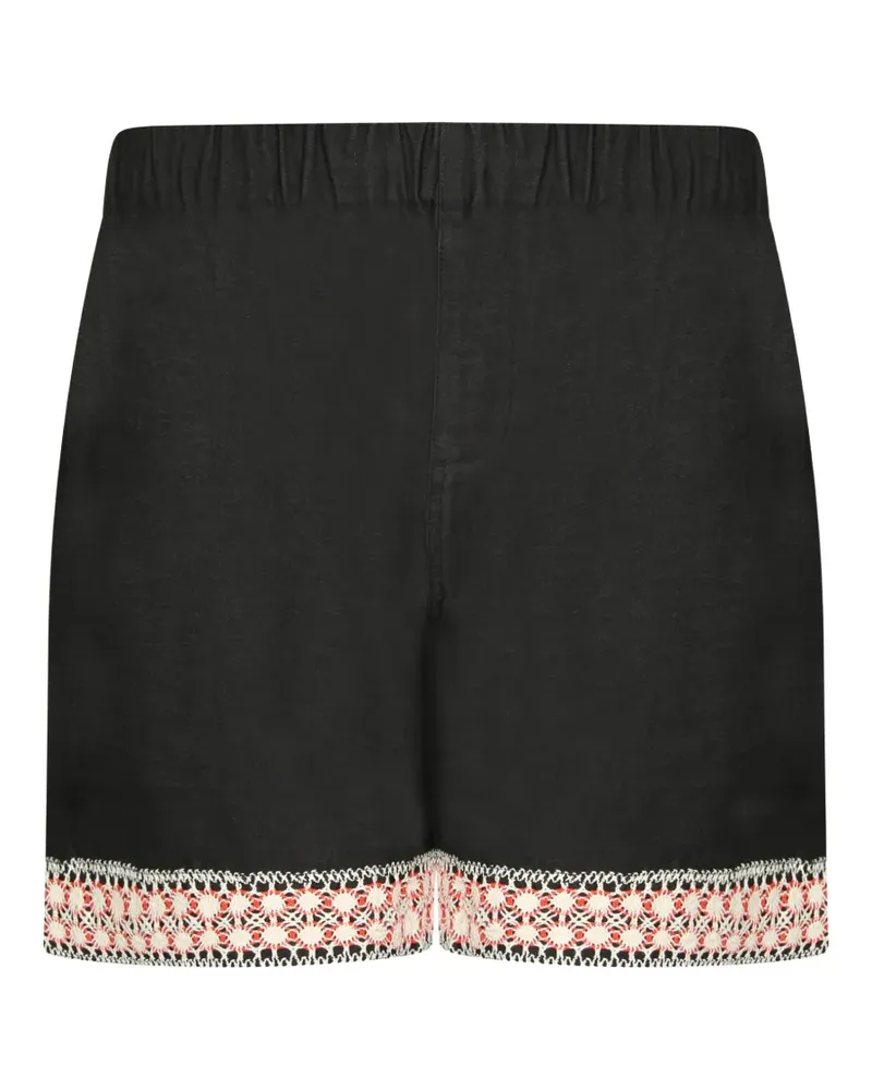 COMMAS crochet-trim elasticated shorts - Schwarz Schwarz
