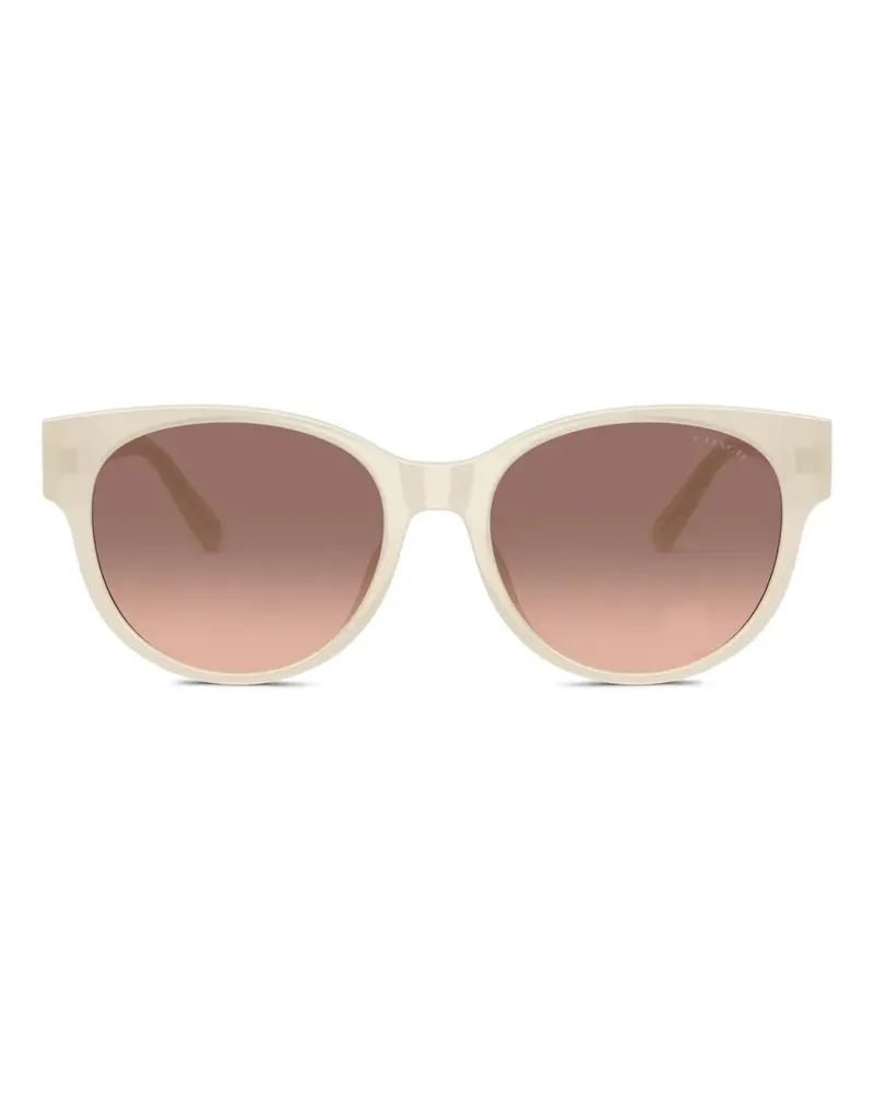 Coach quilted-effect round-frame sunglasses - Nude Nude