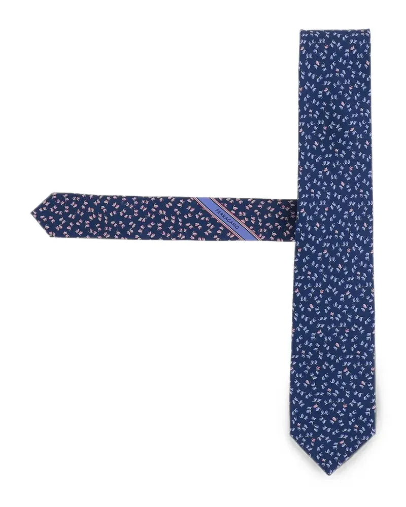 Ferragamo Seidenkrawatte mit Libellen-Print - Blau Blau