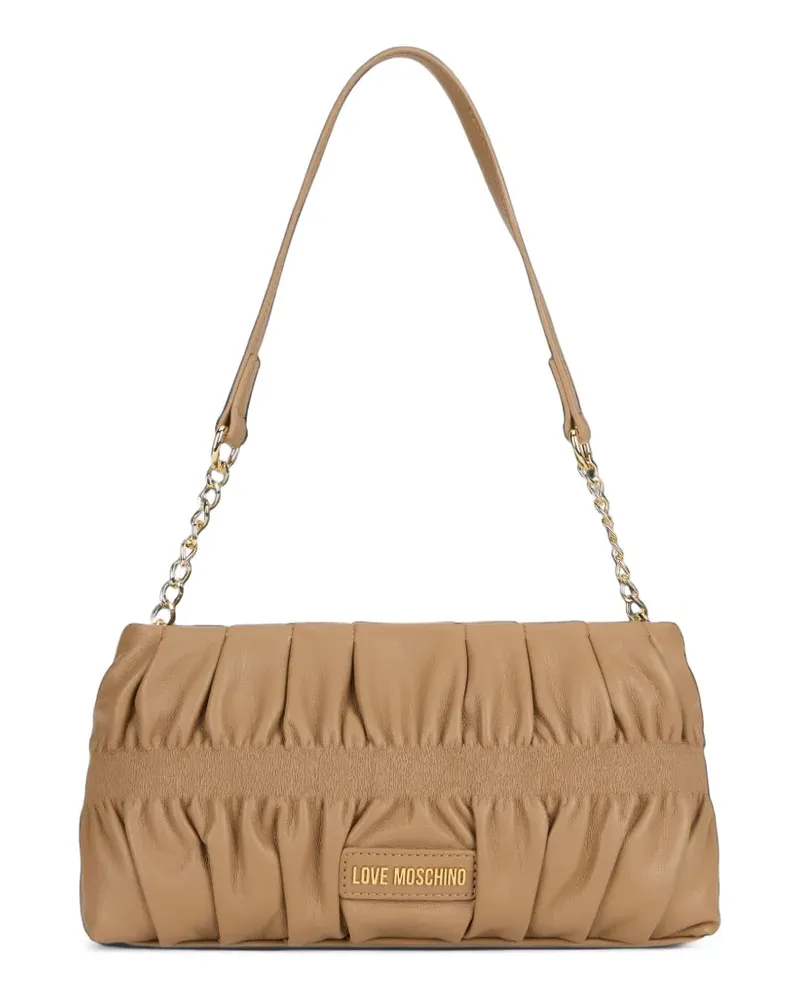 Moschino Gesteppte Schultertasche mit Rüschen - Nude Nude