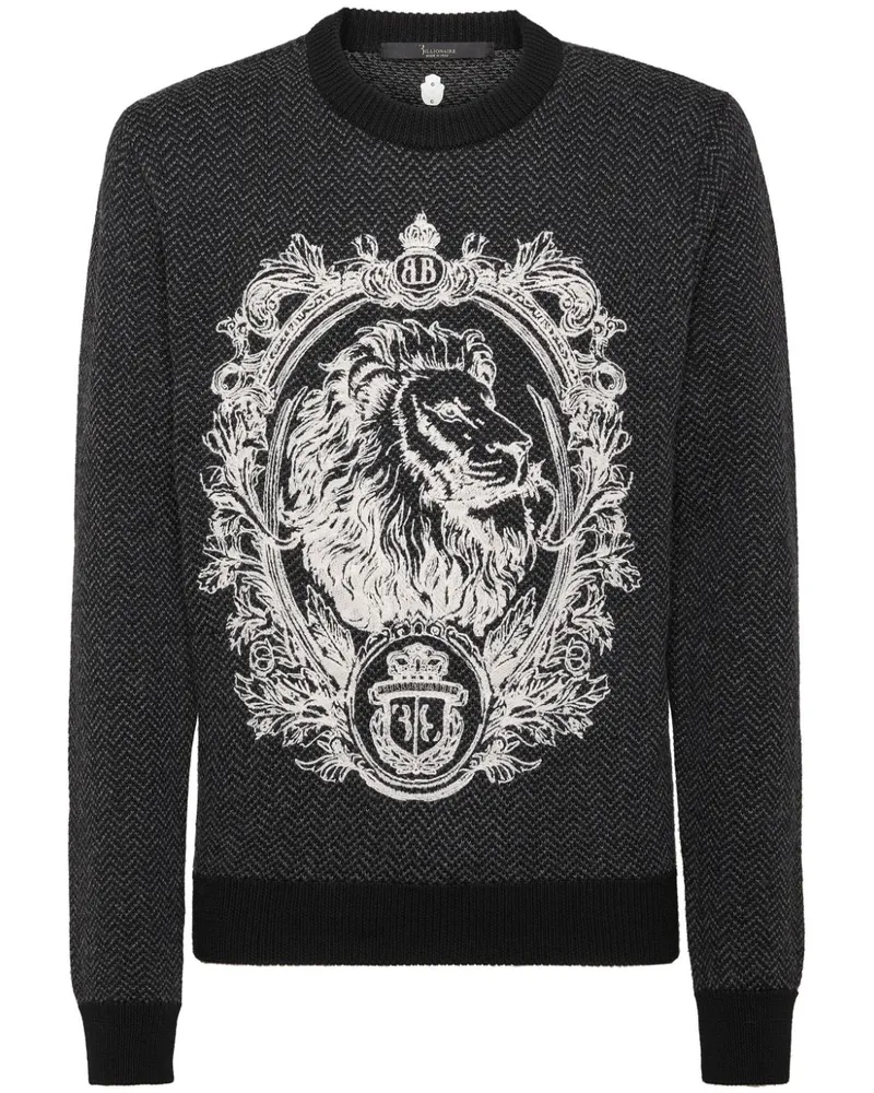 Billionaire Pullover mit Lion-Stickerei - Schwarz Schwarz