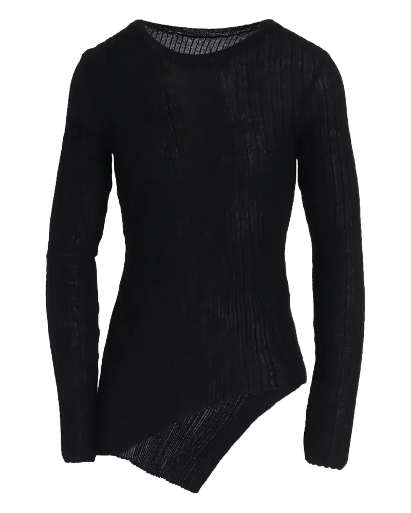 Yohji Yamamoto Diagonal geripptes T-Shirt - Schwarz Schwarz