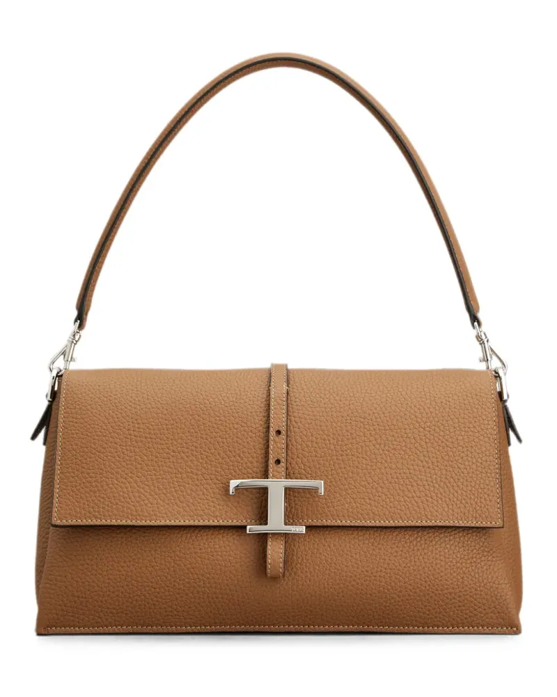 TOD'S Kleine T Timeless Flap Tasche aus Leder - Braun Braun