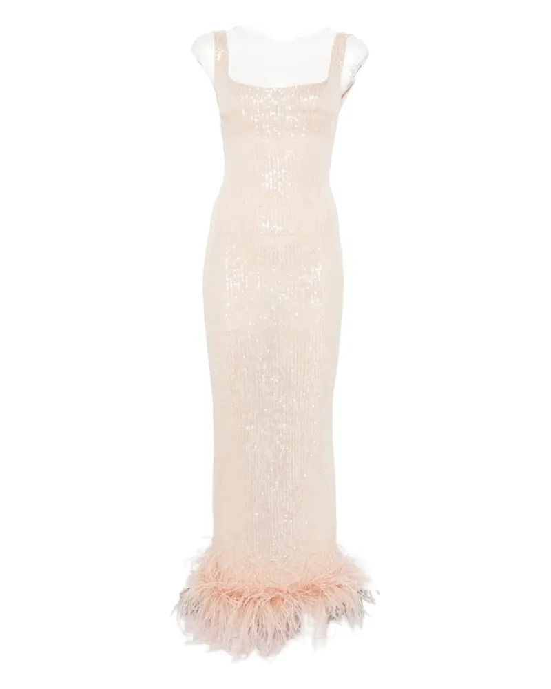 ATU Body Couture squinned feather-trim gown - Nude Nude