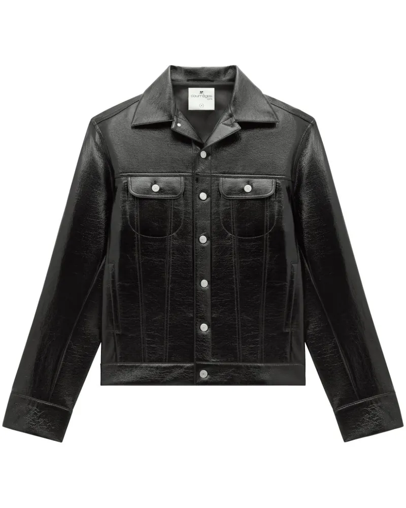 Courrèges Trucker-Jacke aus Vinyl - Schwarz Schwarz