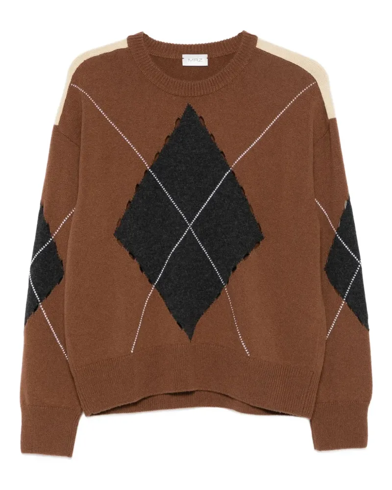 MRZ Pullover mit Argyle-Strickmuster - Braun Braun
