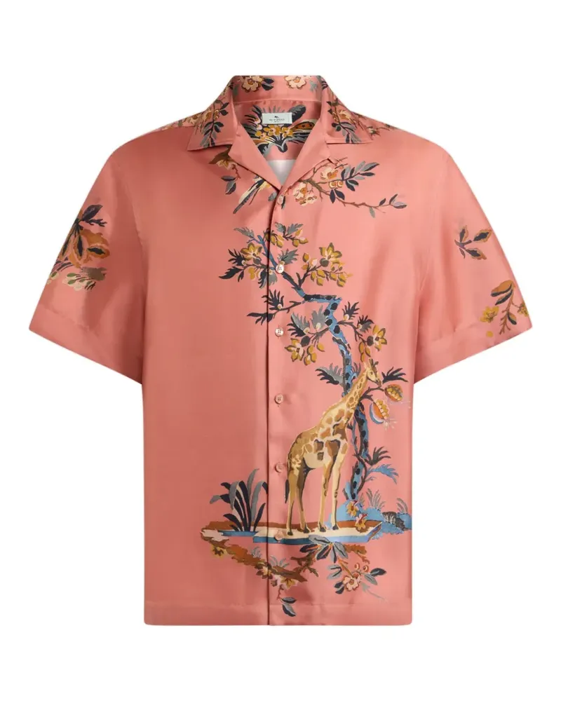 Etro Bowling-Hemd aus Seide mit Blumen- und Animalprint - Rosa Rosa