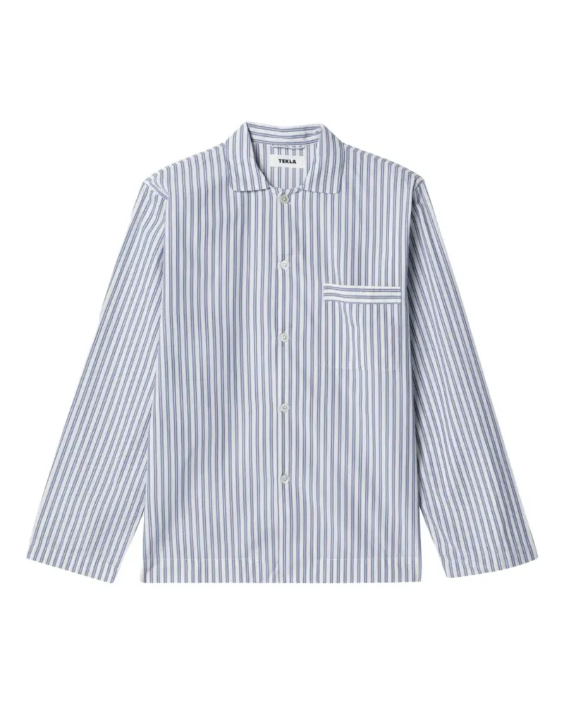 TEKLA Skagen striped pajama shirt - Weiß Weiß