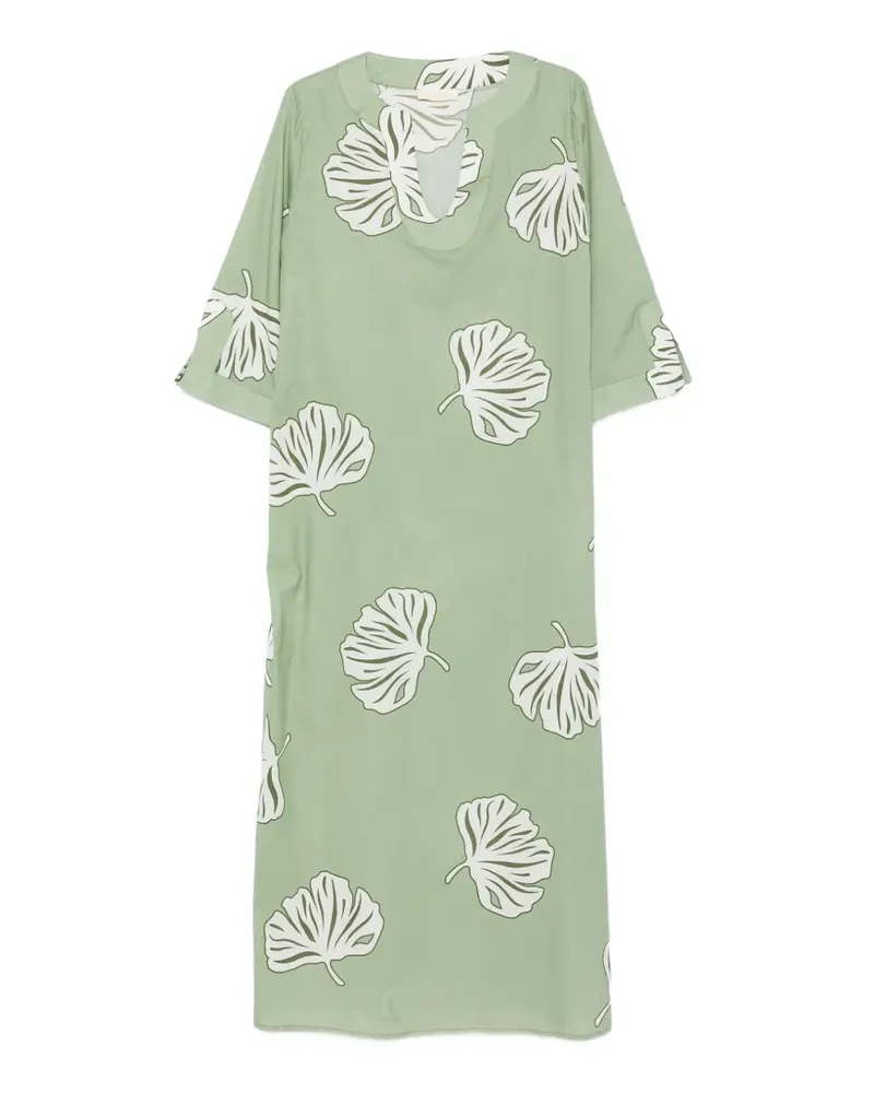 IU Rita Mennoia leaf-print long-sleeve cotton maxi dress - Grün Grün
