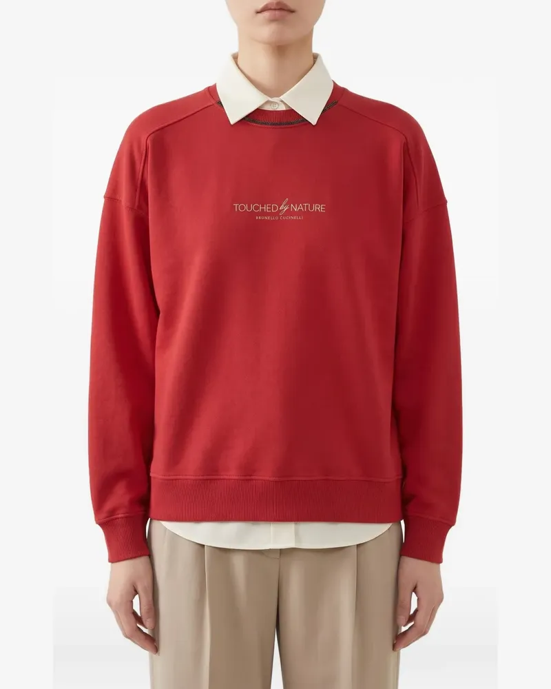 Brunello Cucinelli Bestickter Pullover mit lockerem Schnitt - Rot Rot