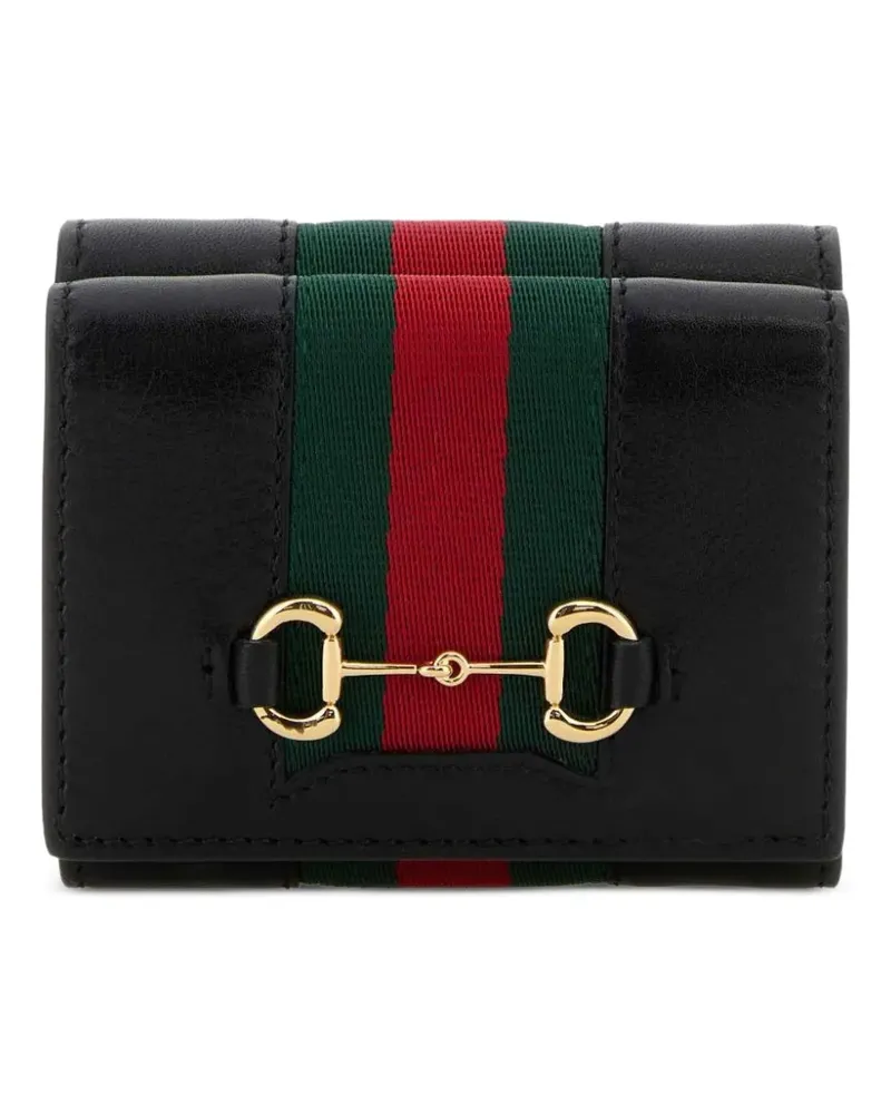 Gucci Kleines Horsebit Web Portemonnaie - Schwarz Schwarz