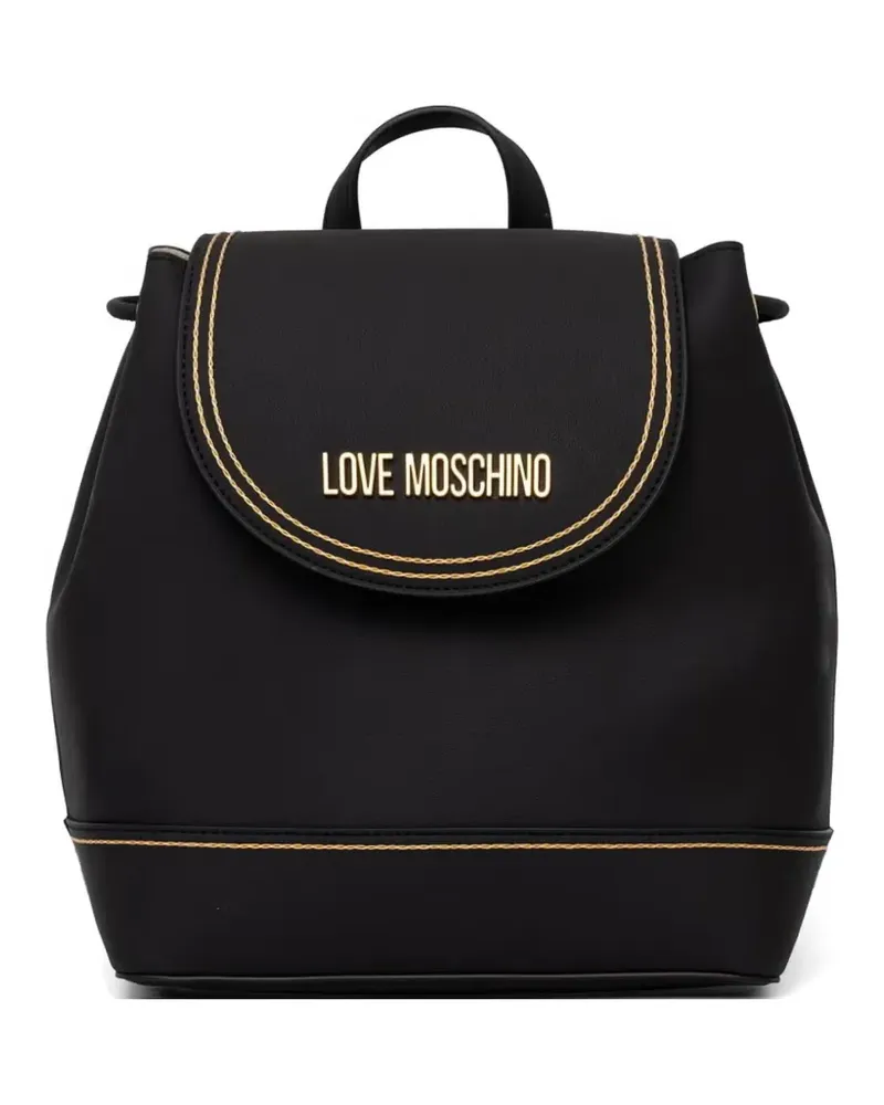 Moschino logo-plaque contrast-stitch backpack - Schwarz Schwarz