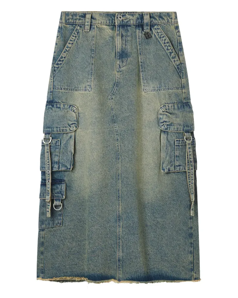 Musium Div. cargo frayed midi skirt - Blau Blau