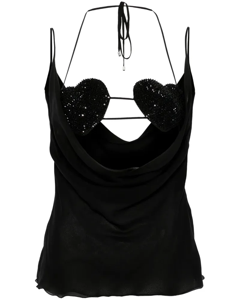 Blumarine Georgette-Top mit Strassverzierung - Schwarz Schwarz