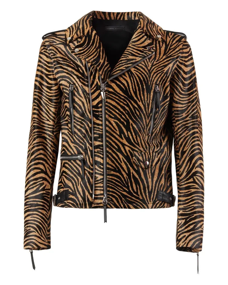 Giuseppe Zanotti Kian animal-print biker jacket - Nude Nude