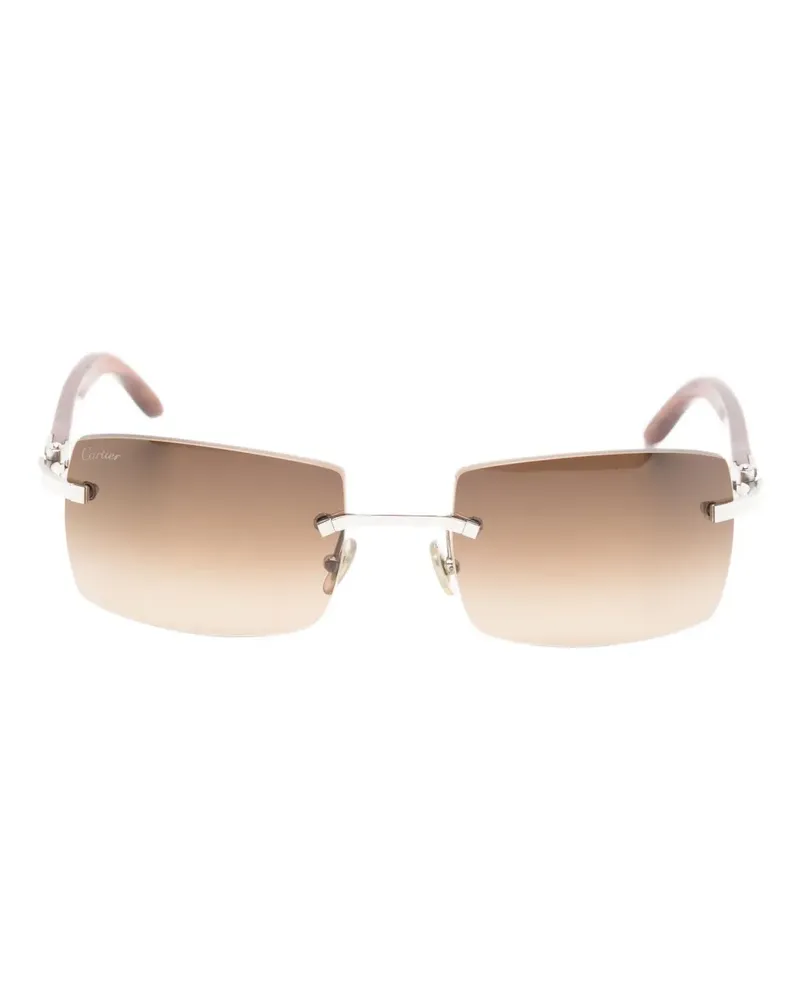 Cartier Rahmenlose Wood Sonnenbrille - Silber Silber