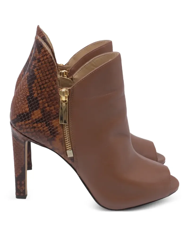 Michael Kors Alane python-embossed-detail ankle boots - Braun Braun