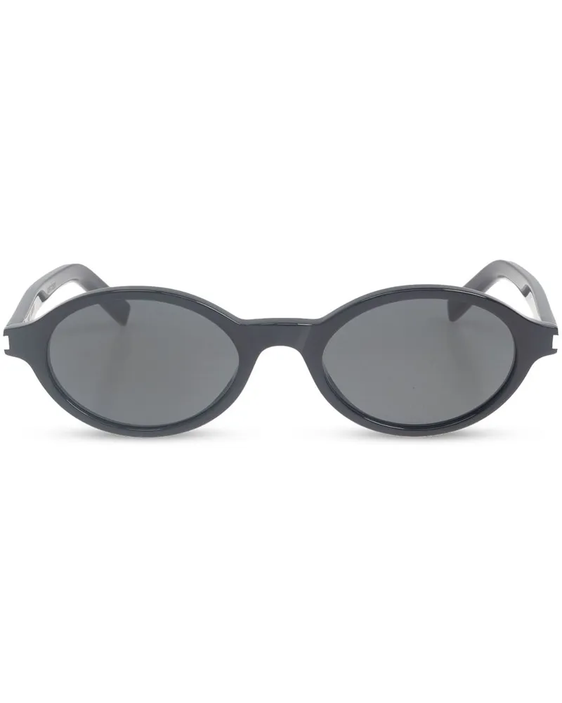 Saint Laurent Sonnenbrille mit ovalem Gestell - Schwarz Schwarz