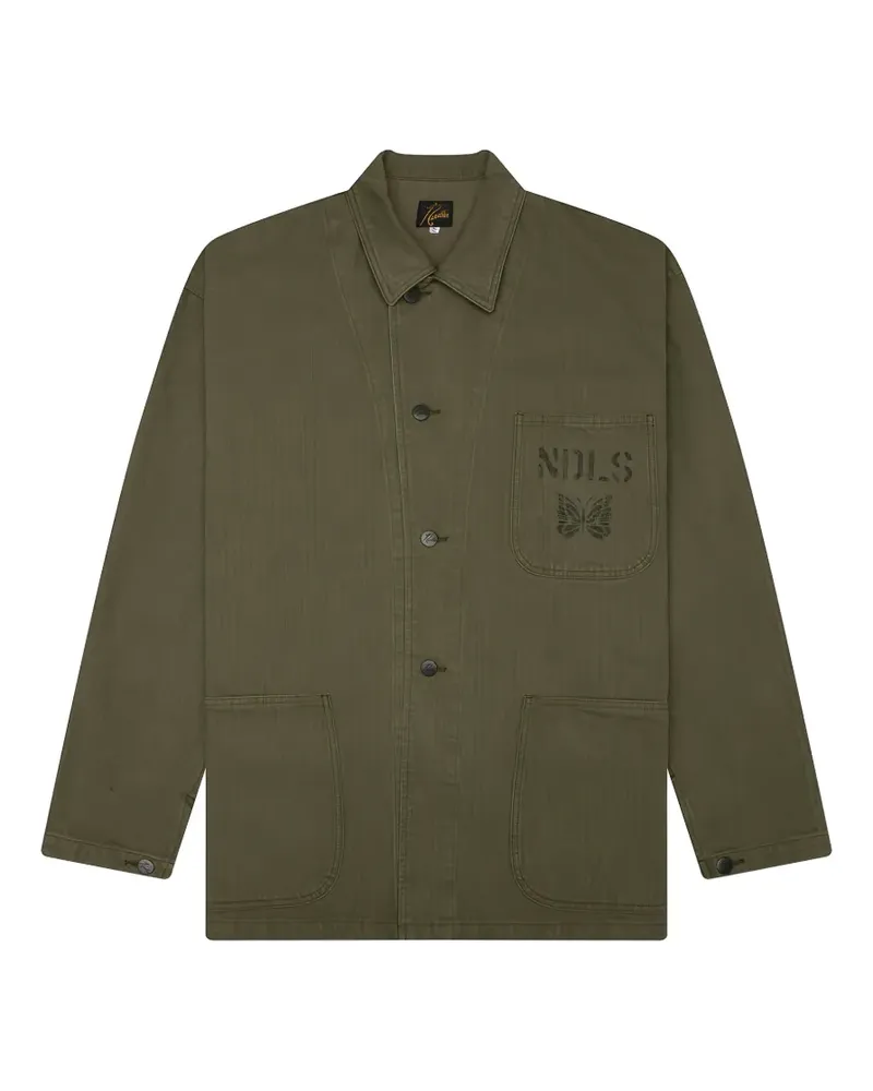 NEEDLES N-3 herringbone-weave button-up jacket - Grün Grün