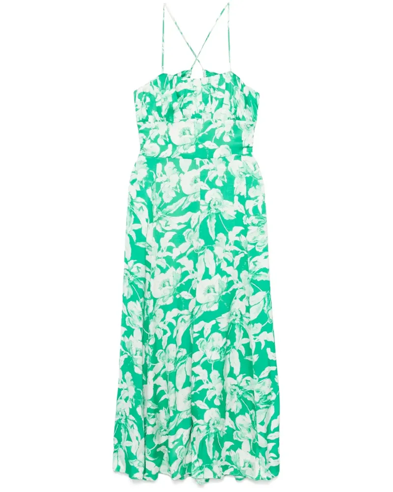 Maje Midikleid mit Blumen-Print - Grün Grün
