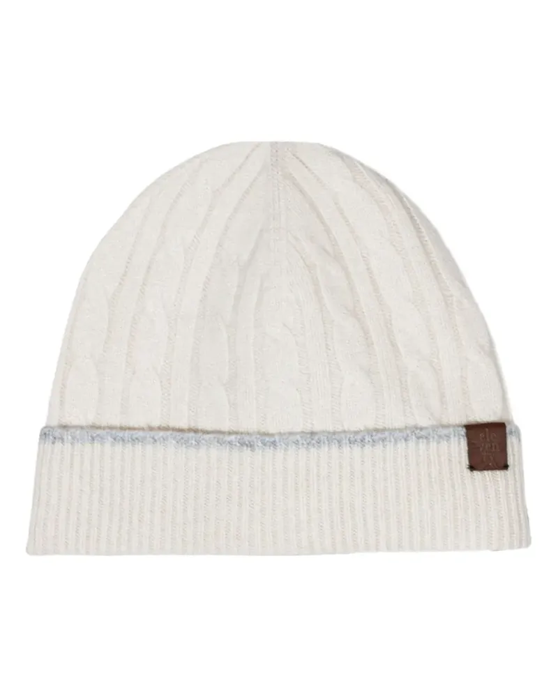 Eleventy Kaschmirbeanie mit Zopfmuster - Nude Nude