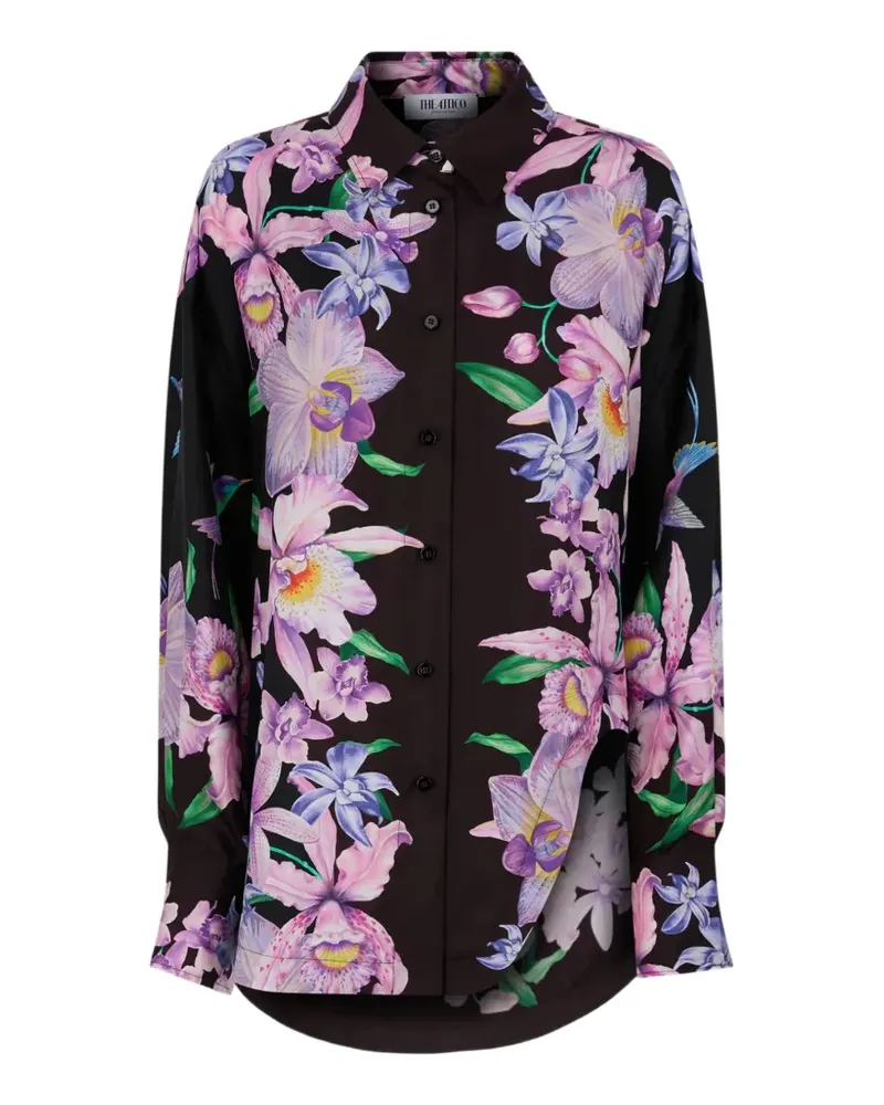 ATTICO floral-print long-sleeve shirt - Schwarz Schwarz