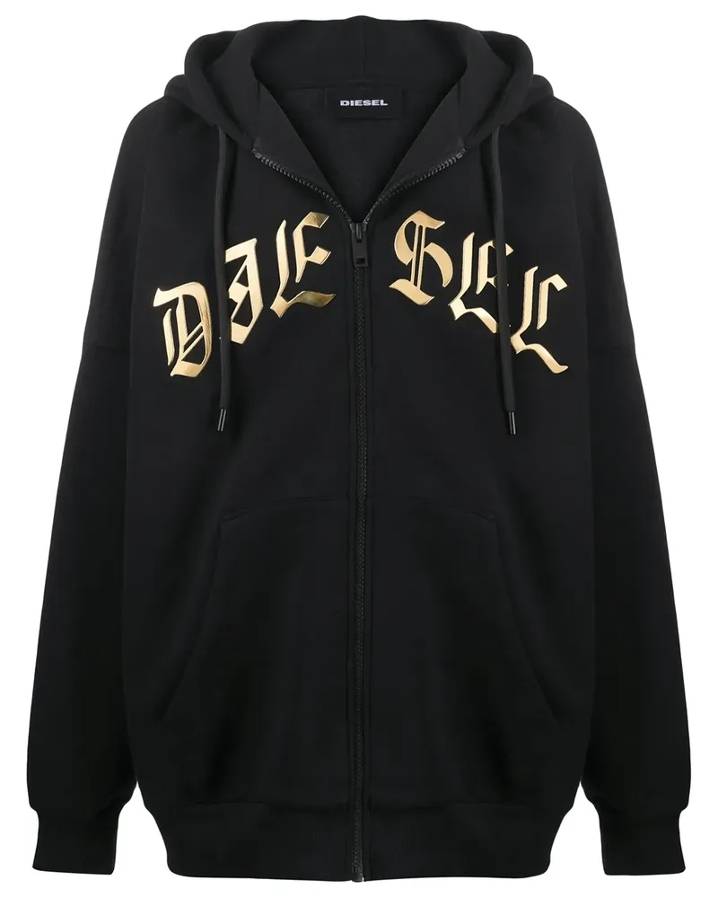 Diesel Kapuzenjacke mit Metallic-Logo - Schwarz Schwarz
