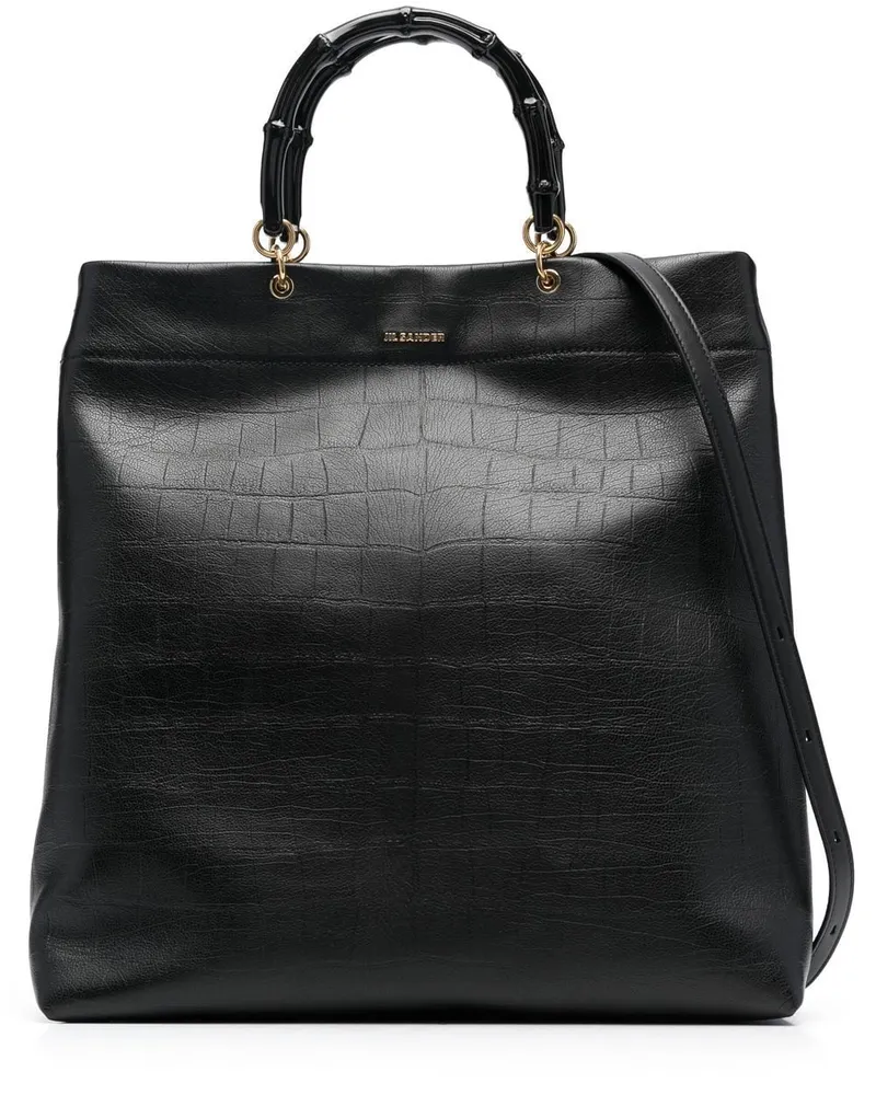 Jil Sander Handtasche mit Bambus-Henkel - Schwarz Schwarz