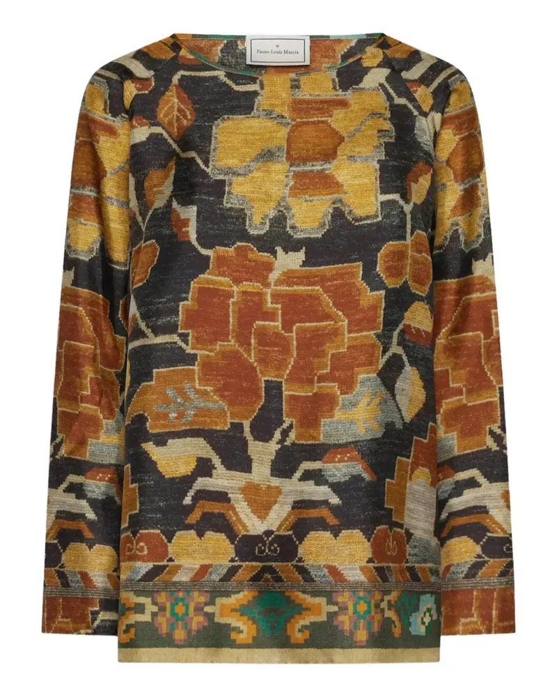 Pierre-Louis Mascia Seidenbluse mit Blumenprint - Schwarz Schwarz