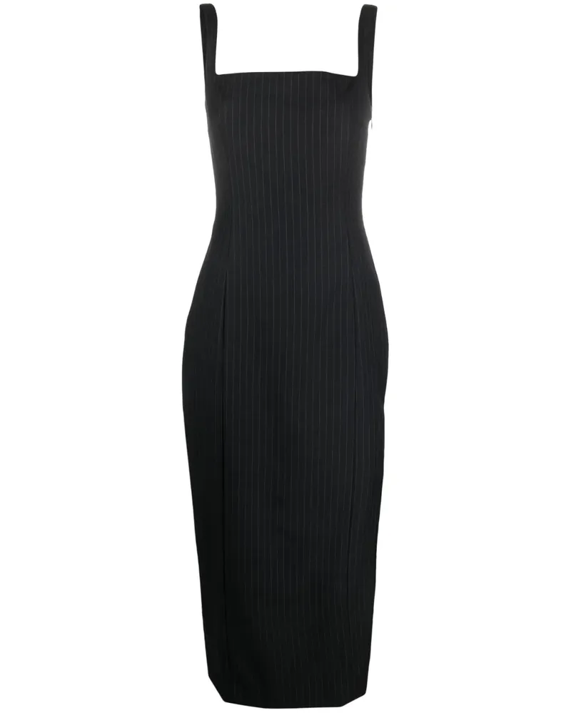 St. Agni Midikleid mit Nadelstreifen - Schwarz Schwarz