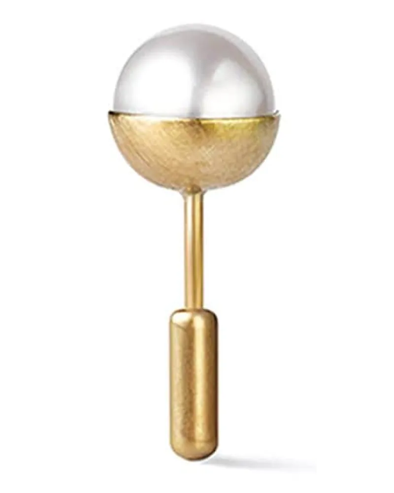 SHIHARA 0°' Ohrring mit halber Perle - Metallic Metallic