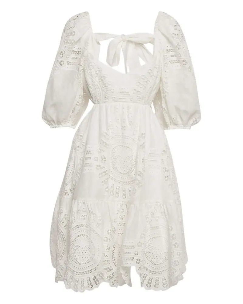 Zimmermann Kleid mit Lochstickerei - Weiß Weiß