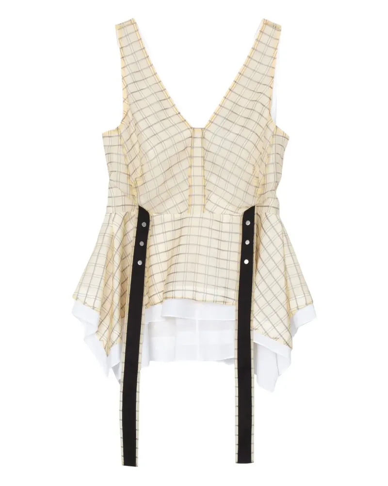3.1 phillip lim Kariertes Oberteil mit Schößchen - Nude Nude