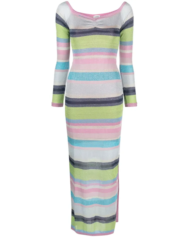 SUBOO Gestreiftes Zephyr Maxikleid - Rosa Rosa