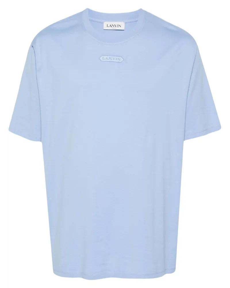 Lanvin T-Shirt mit Logo-Stickerei Blau