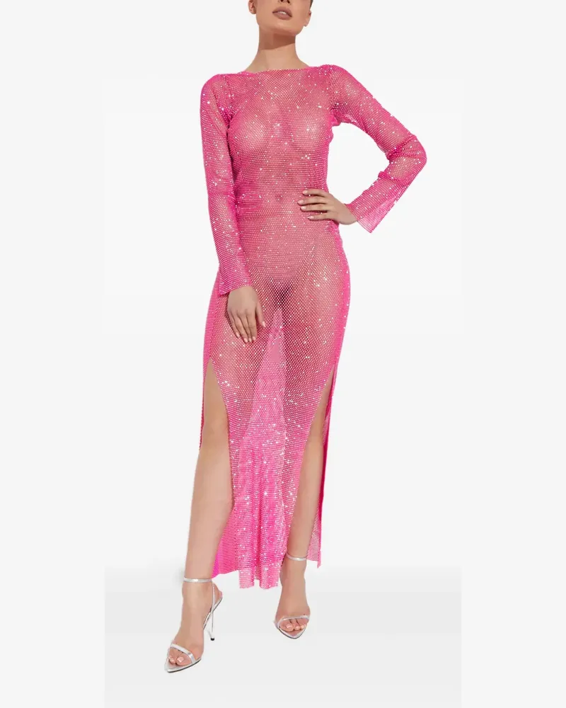 SANTA Brands crystal-embellished mesh dress - Rosa Rosa