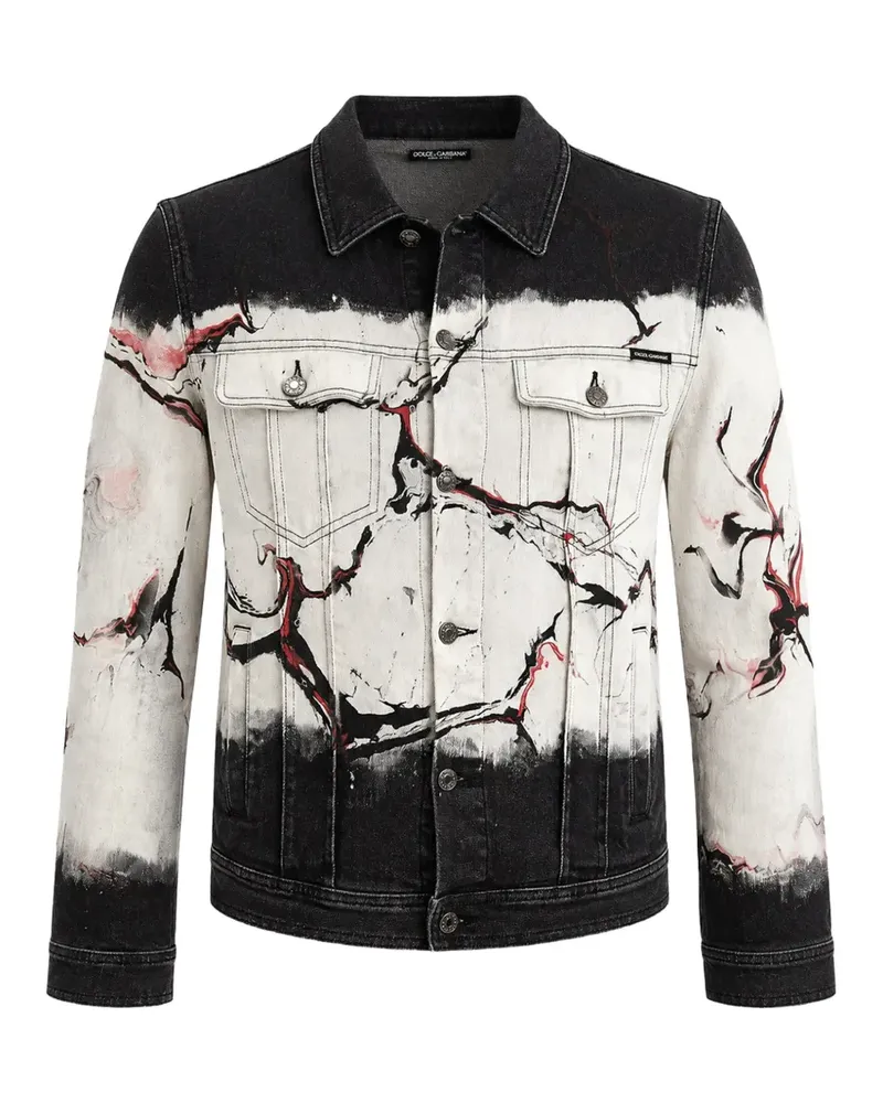 Dolce & Gabbana Jeansjacke mit Marmor-Print - Weiß Weiß