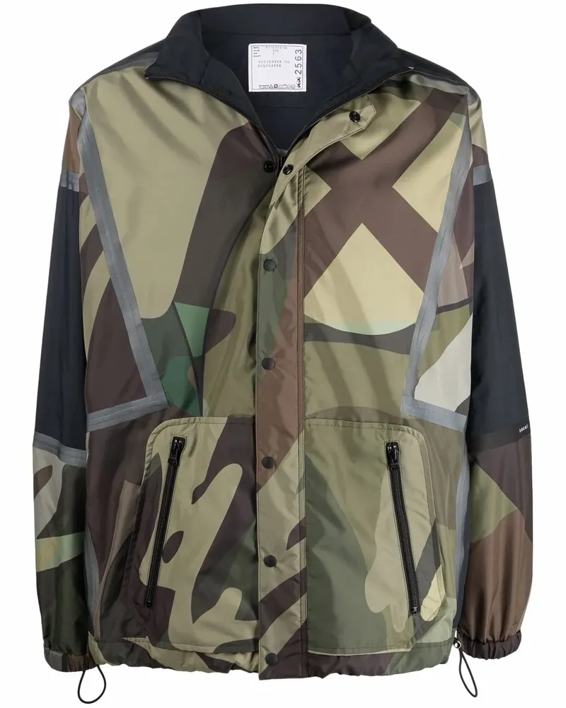 Sacai Windbreaker mit Camouflage-Print - Grün Grün