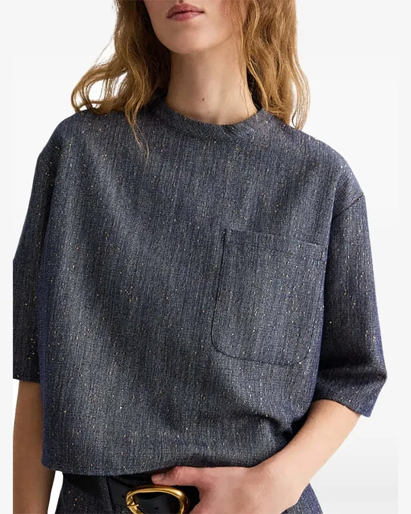 TWP T-Shirt mit Pailletten - Blau Blau