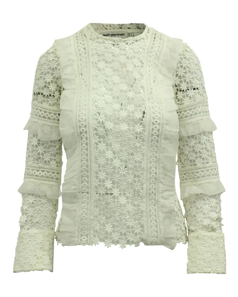 Self-Portrait floral-lace blouse - Weiß Weiß