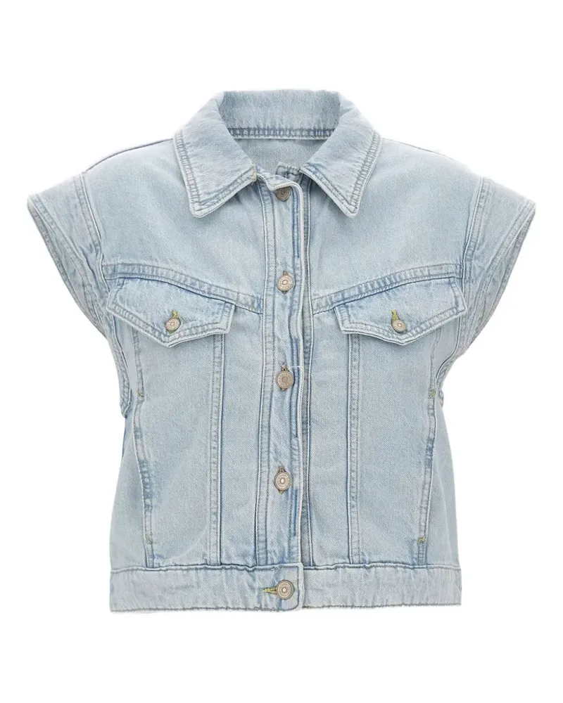 HUGO BOSS Klassische Weste aus blau marmoriertem Denim Blau