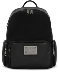 Dolce & Gabbana Rucksack aus Leder mit Logo-Schild Schwarz