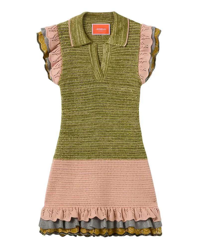 La DoubleJ Gehäkeltes Eight Counts Minikleid mit Rüschenbesatz - Grün Grün