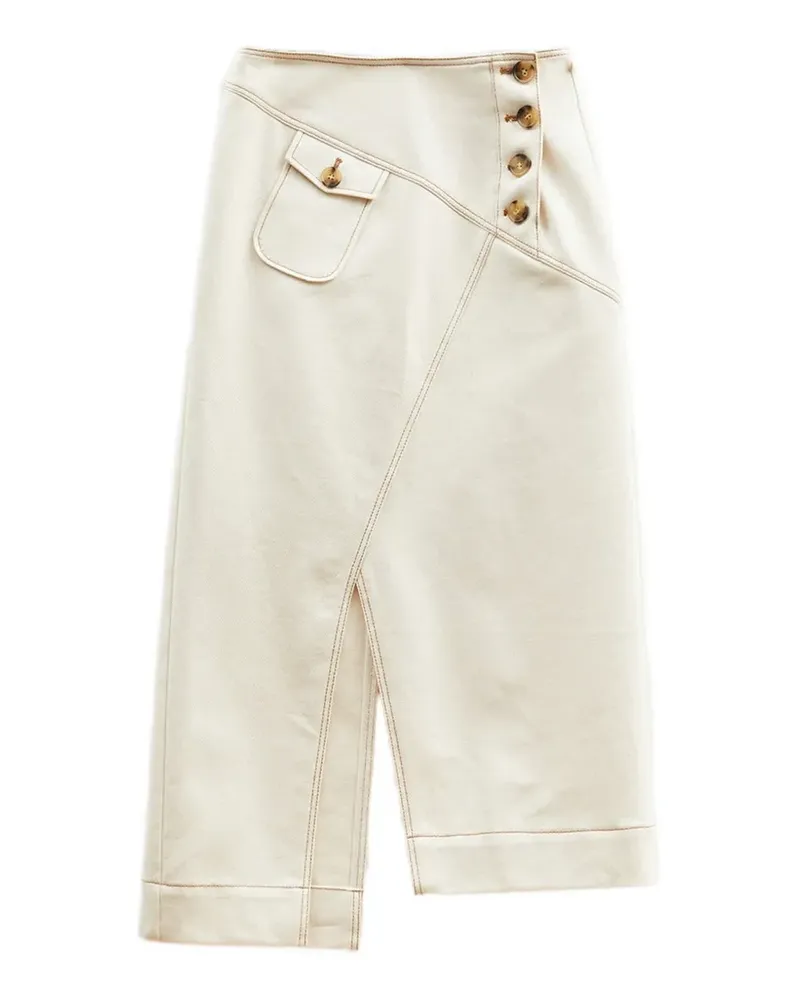 REJINA PYO Astrid Jeans-Midirock mit Knöpfen - Nude Nude