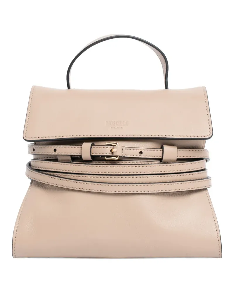Moschino small Tie Me buckle-strap tote bag - Nude Nude