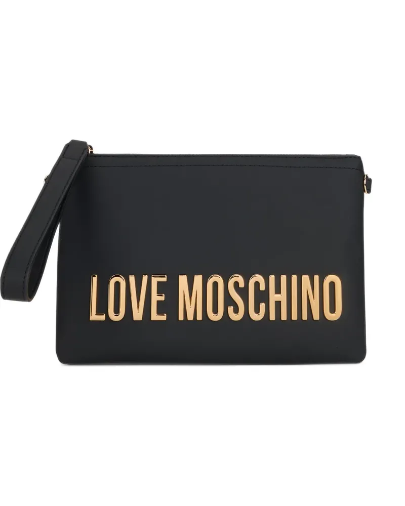 Moschino Clutch mit Logo-Schild - Schwarz Schwarz