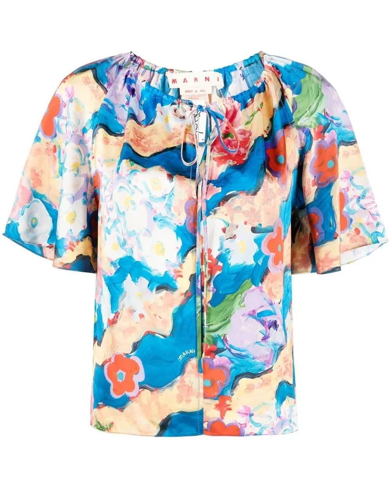 Marni Bluse mit Blumen-Print - Blau Blau