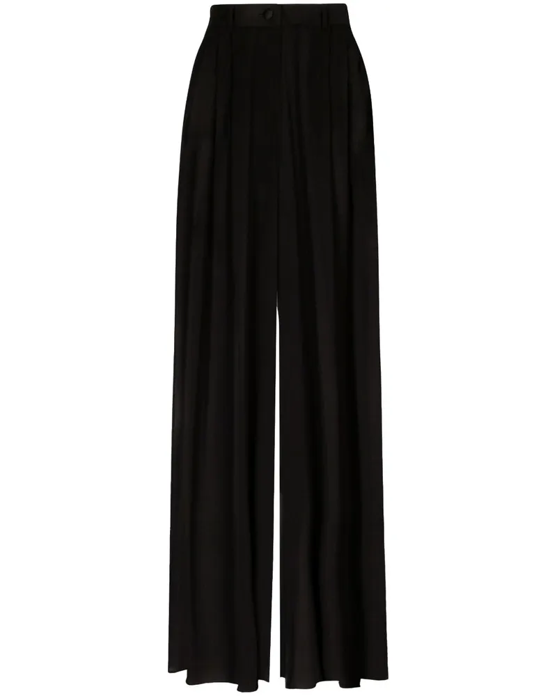 Dolce & Gabbana Weite Hose aus Seide - Schwarz Schwarz